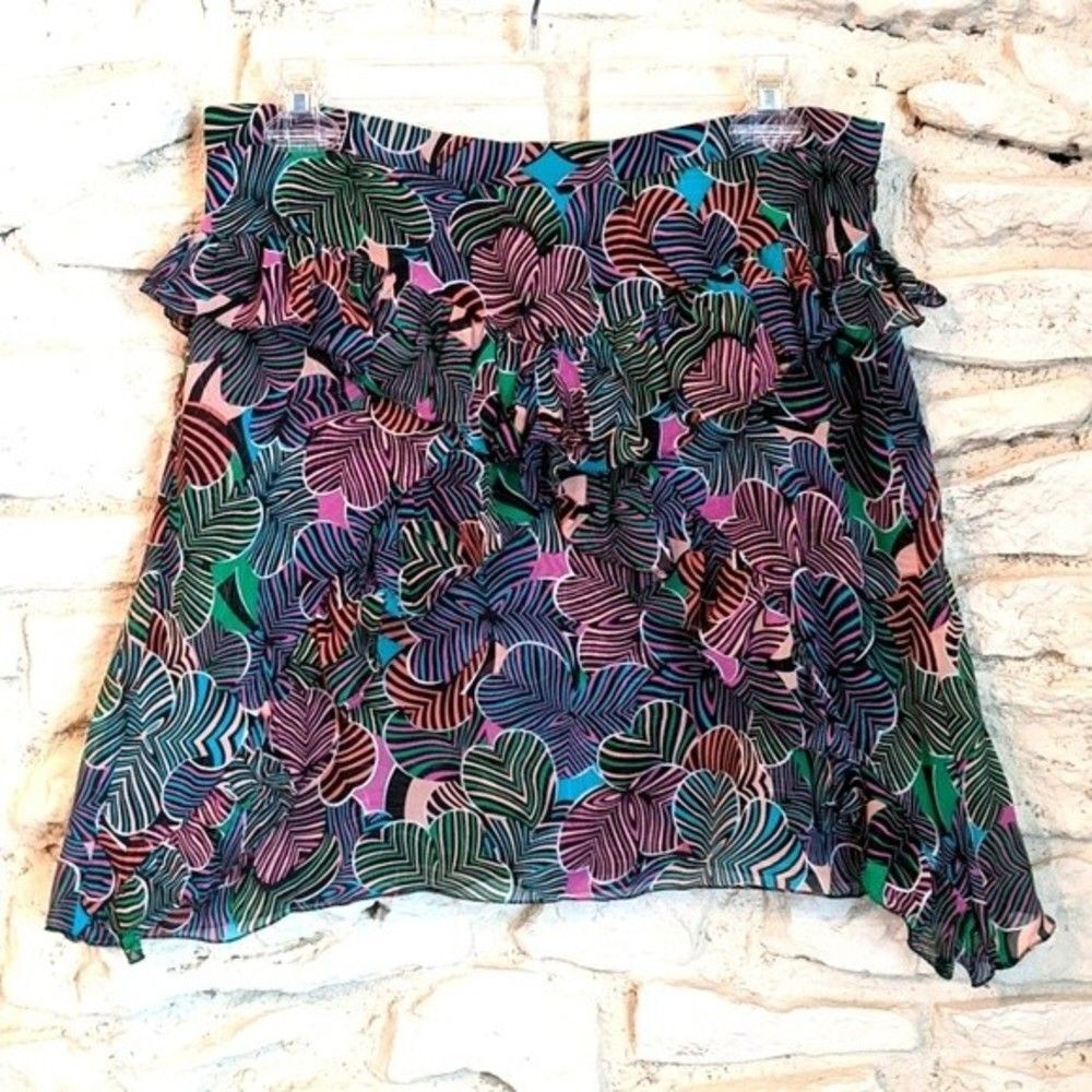 Marc Jacobs 100% silk ruffled floral mini skirt size 6